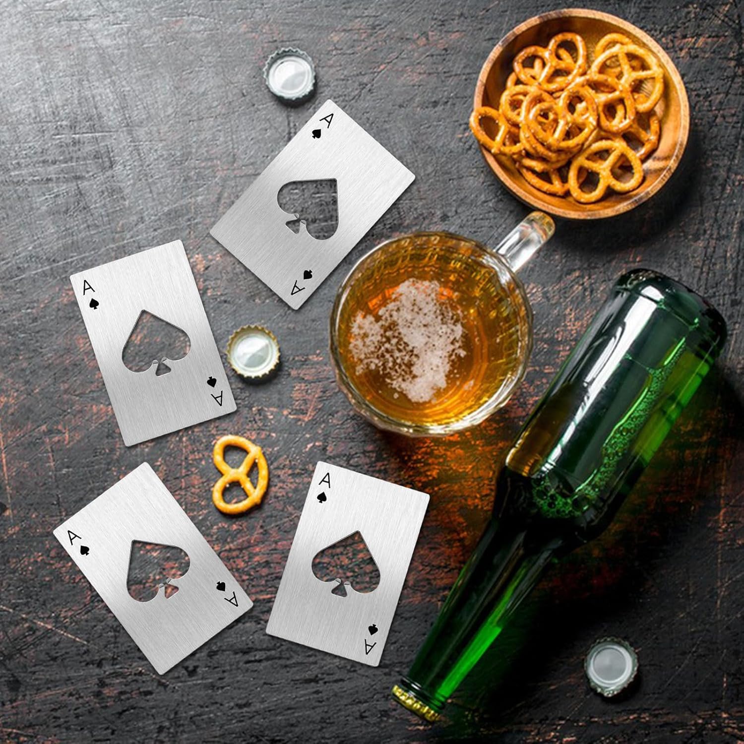 Sip & Spade Stainless Steel Bottle Opener, Set of 4