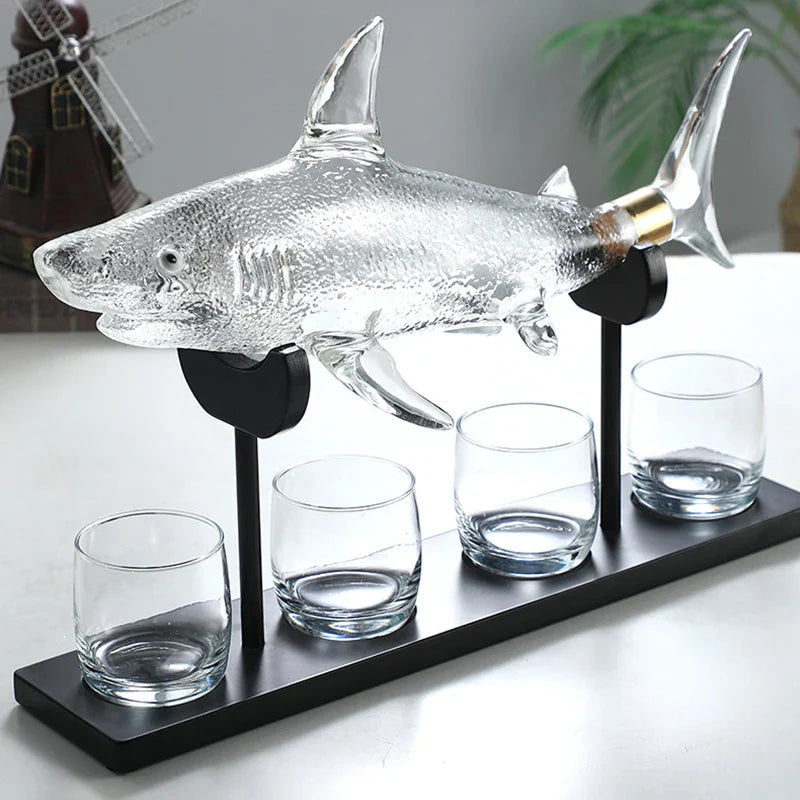 Shark Decanter And Glasses Set